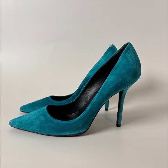 Vintage Roger Vivier Teal Suede Pumps – Paris Designer Heels,  Size 38.5 - Picture 2 of 8